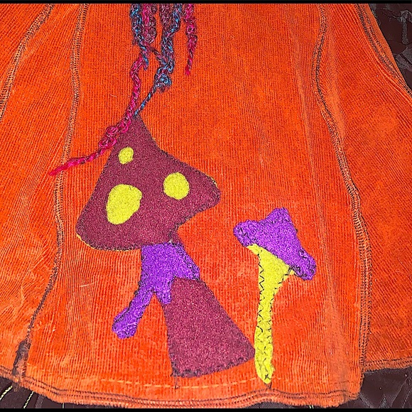 Vtg 2013 OOAK Corduroy Mushroom Leg Flares with crotched Jellyfish ties!!!! ❤️ - Picture 3 of 5